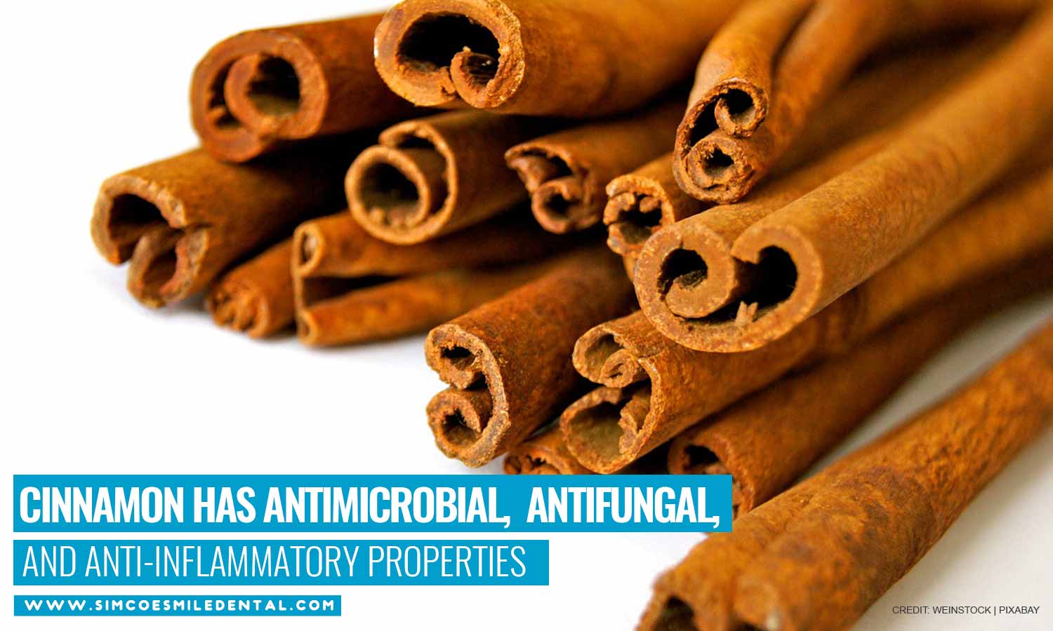 Cinnamon has antimicrobial, antifungal, and anti-inflammatory properties