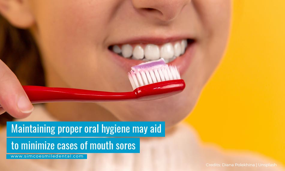 Maintaining proper oral hygiene may aid to minimize cases of mouth sores