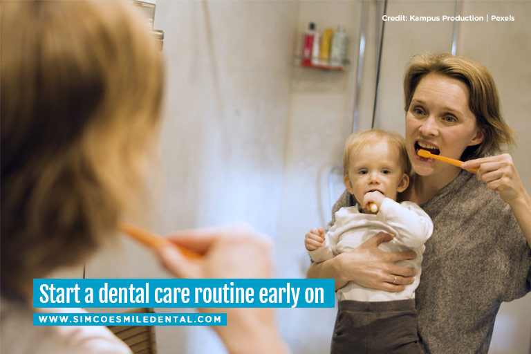 Start a dental care routine early on